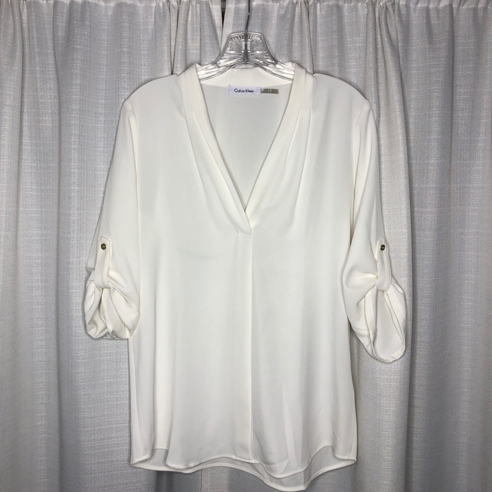 White 3/4 Sleeve Calvin Klein Blouse